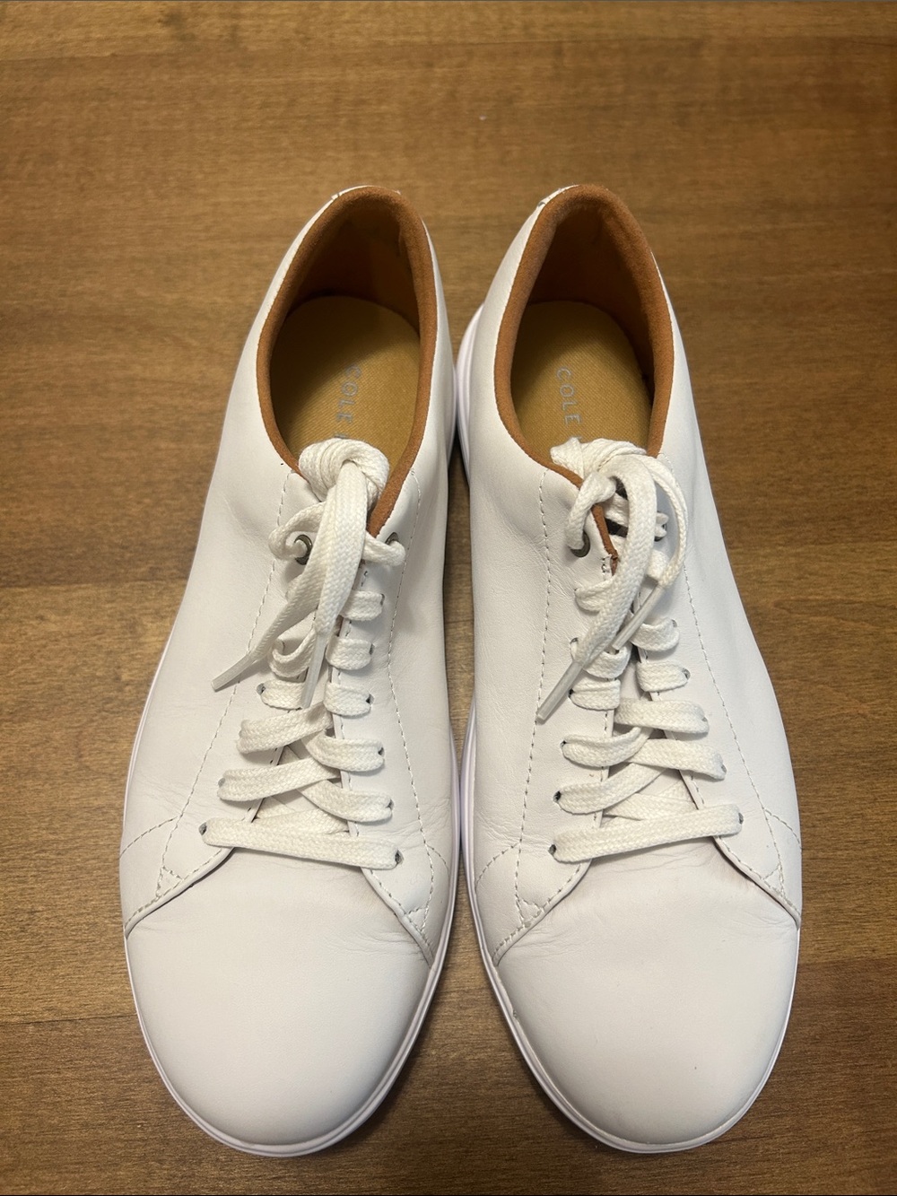 Cole Haan White Leather Sneakers with Tan Interior